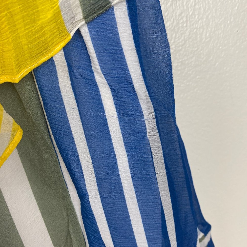Tanya Taylor Colorblock Striped Silk Flowy Dress - Picture 5 of 8